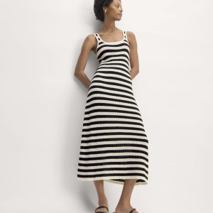 The Crochet Knit Tank Dress | Bone / Black