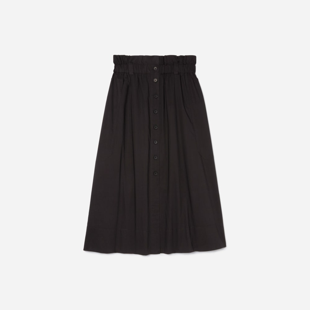 The Easy Button-Front Skirt | Black