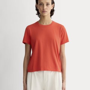 The Box-Cut Tee in Essential Cotton | Poppy Red | No Pocket