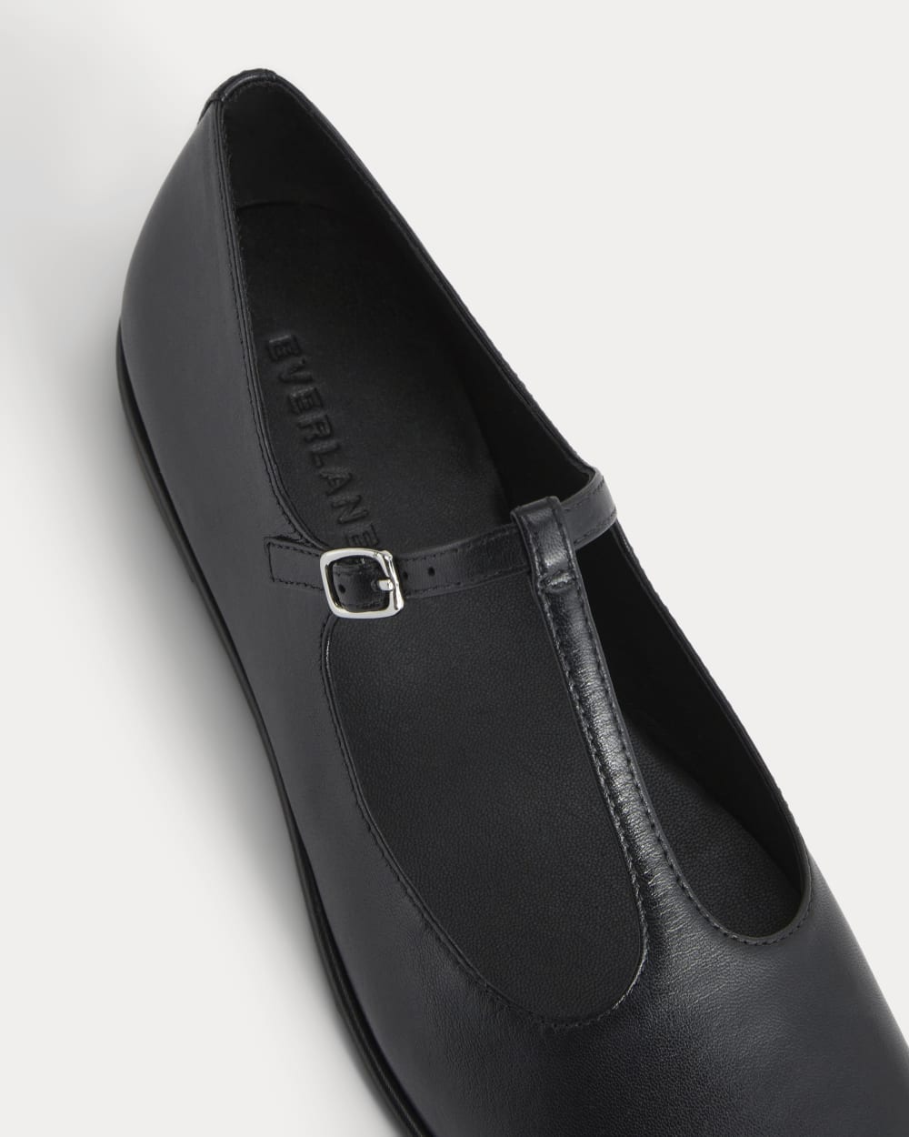 The Leather T-Strap Flat | Black - Image 8