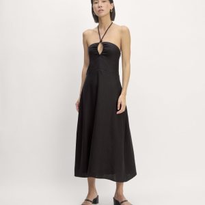 The Linen Halter-Neck Dress | Black