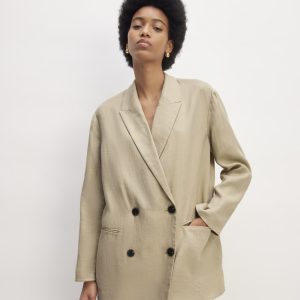 The Linen Double Breasted Blazer | Trench Coat Khaki
