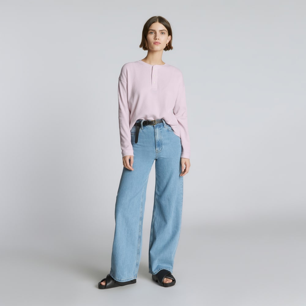 The Organic Cotton Waffle Henley | Light Lilac - Image 5