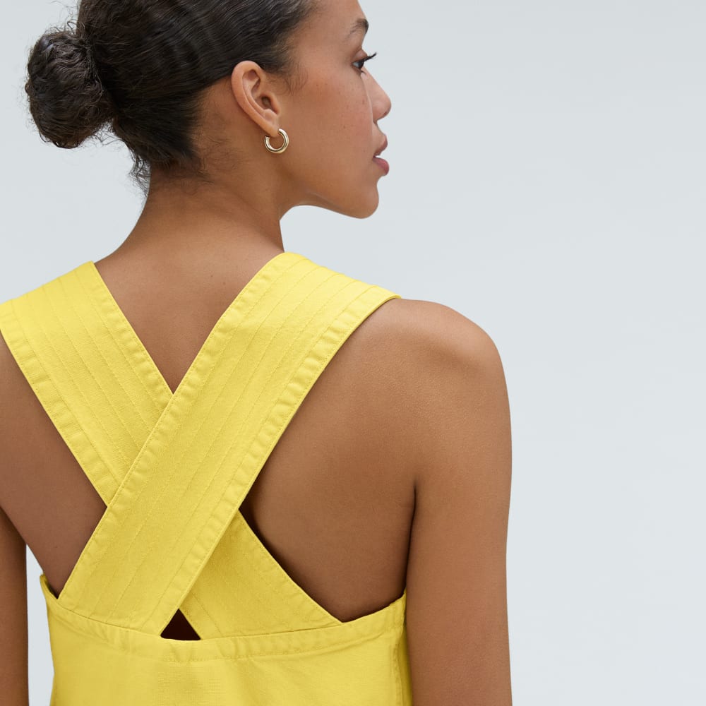 The Cross-Back Apron Mini Dress | Lemon - Image 4