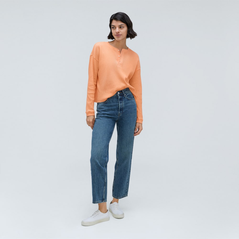 The Organic Cotton Waffle Henley | Orange Chiffon - Image 6