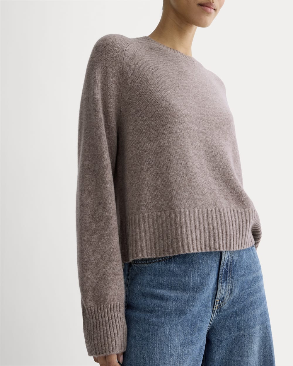 The Boxy Crew in Cashmere | Light Heathered Taupe - Image 4