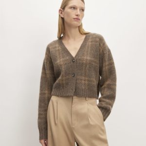 The Alpaca V-Neck Cropped Cardigan | Cocoa / Tiger's Eye