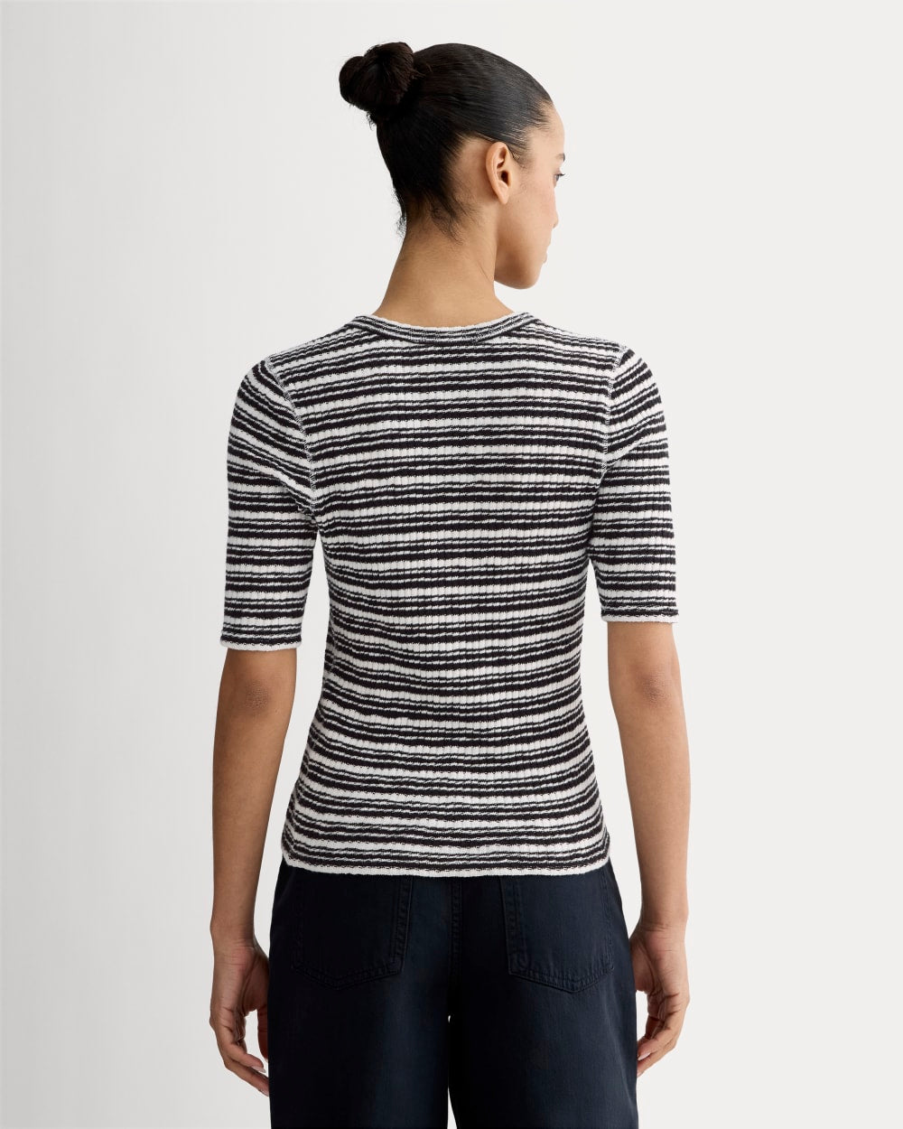 The Rib-Knit Short-Sleeve Henley | Bone / Black - Image 4