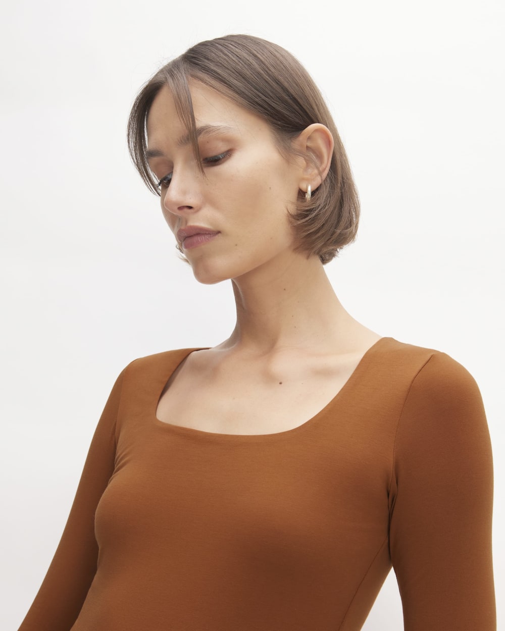 The Long-Sleeve Supima? Square-Neck Bodysuit | Honey | Thong - Image 4