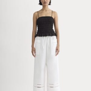 The Lace Trim Pant | White