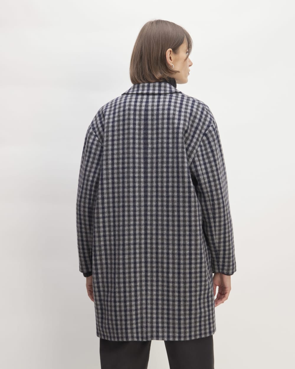 The Italian ReWool? Cocoon Coat | Grey / Charcoal / Navy Check - Image 6