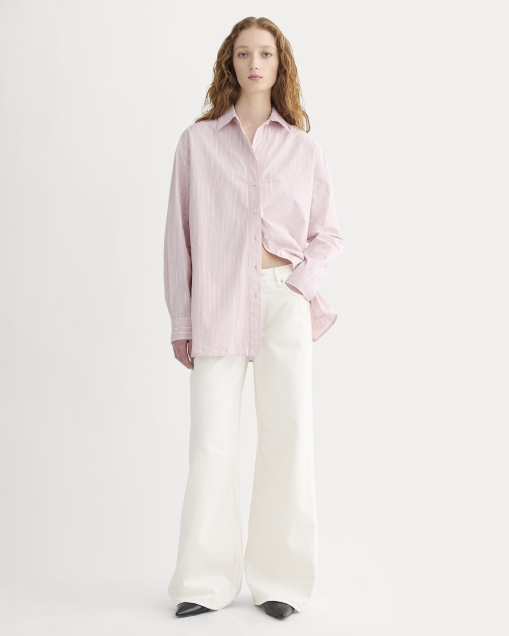 The Boyfriend Shirt in Ultrasoft Cotton | Pink / White - Image 3