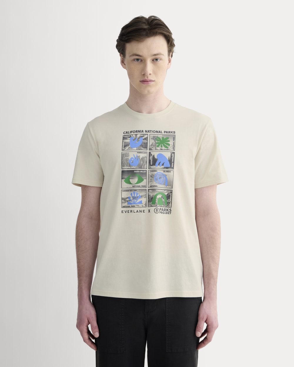 The Everlane x Parks Project Essential Organic Crew | Forged Iron / Birch / Granada Sky Blue / Green - Image 6