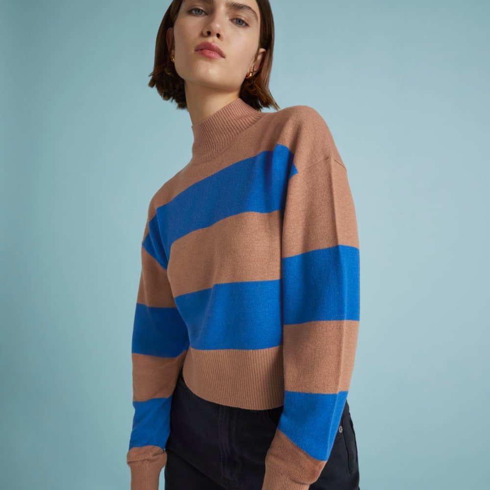 The Luxe Merino Turtleneck | Sahara / Lapis Blue - Image 4