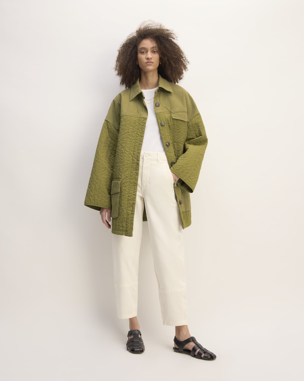 The Everlane x Marques' Almeida Canvas Patchwork Jacket | Moss Green - Image 3