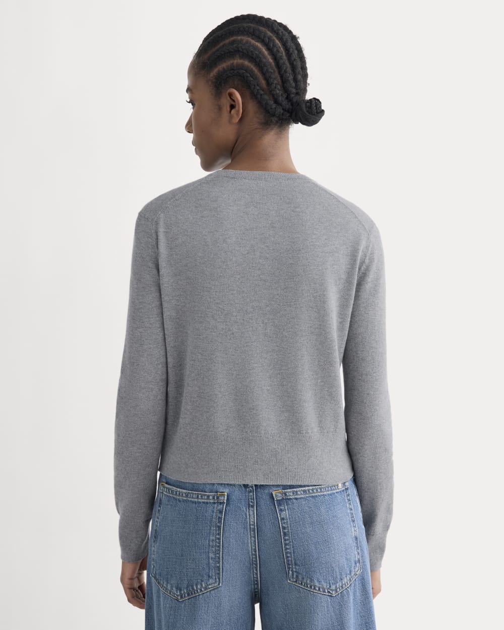 The Cropped Cardigan in Cotton Cashmere | Heather Charcoal - Image 5