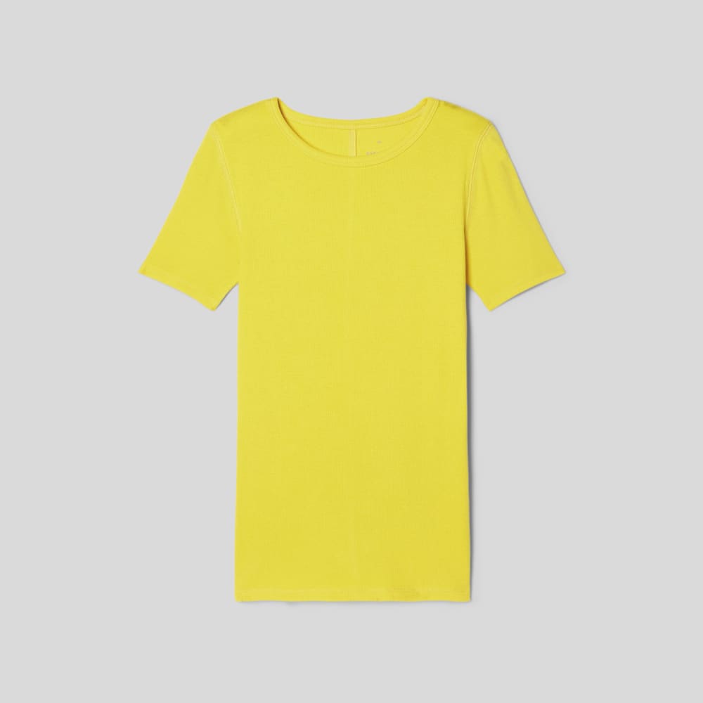 The Pima Micro-Rib Crew Tee | High Visibility Yellow - Image 2