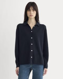 Cashmere Button-Up Shirt | Navy