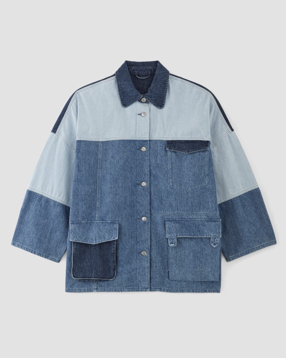 The Everlane x Marques' Almeida Denim Patchwork Jacket | Diamond Blue - Image 2
