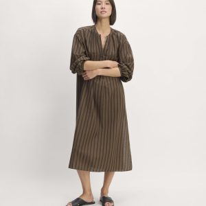 The Gauze Caftan Dress | Cocoa / Black