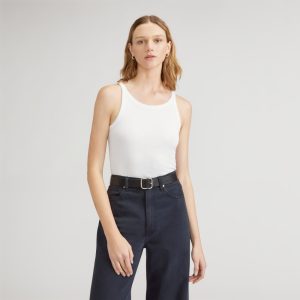 The Supima® Micro-Rib Cropped Tank | White
