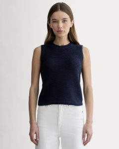 The Organic Cotton Open-Stitch Tank | Navy