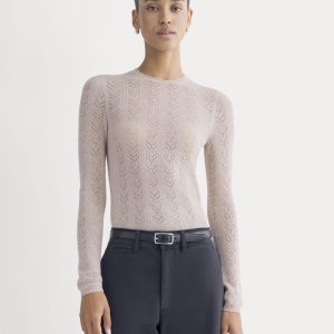 The Pointelle Crew in Ultrasoft Merino | Pale Blush