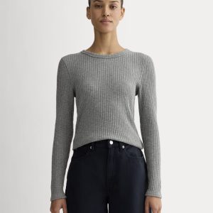 The Cozy Rib Long-Sleeve Tee | Mid Heather Grey