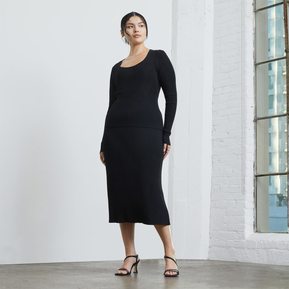 The Ribbed Knit Skirt | Black - Image 6