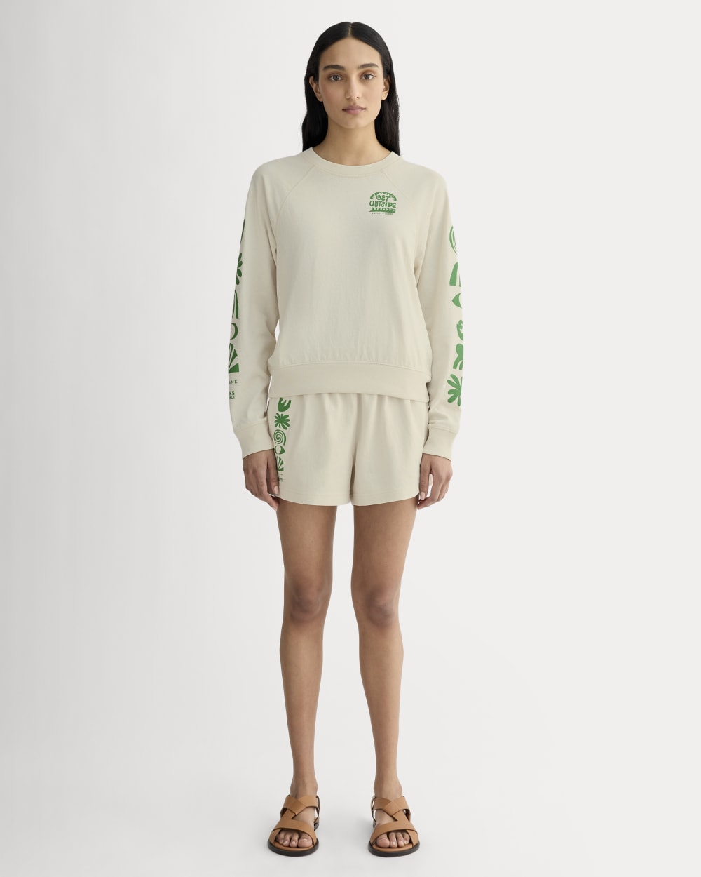 The Everlane x Parks Project Off-Duty Long-Sleeve Tee | Natural / Green - Image 3