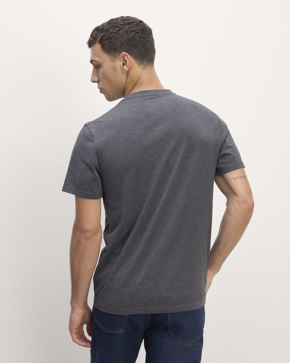 The Essential Organic V-Neck Tee | Heather Deep Navy - Image 4