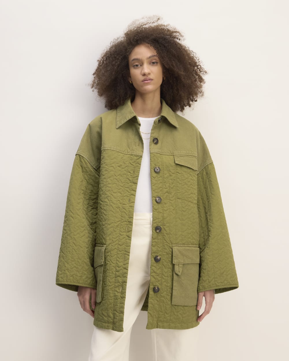 The Everlane x Marques' Almeida Canvas Patchwork Jacket | Moss Green
