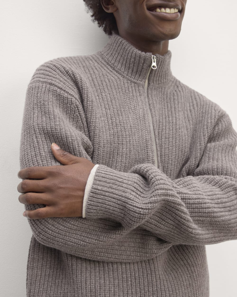 The Felted Merino Half-Zip Sweater | Taupe Melange - Image 6