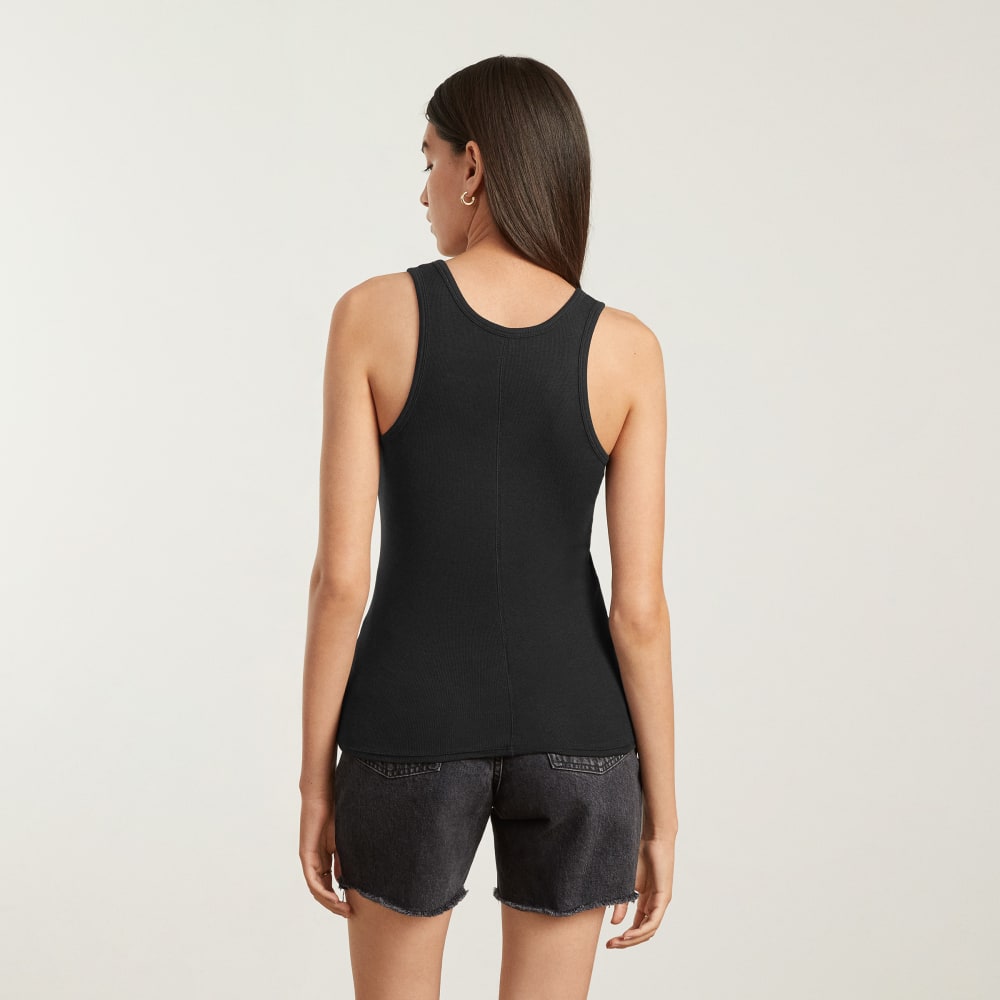 The Pima Micro-Rib U-neck Tank | Black - Image 3