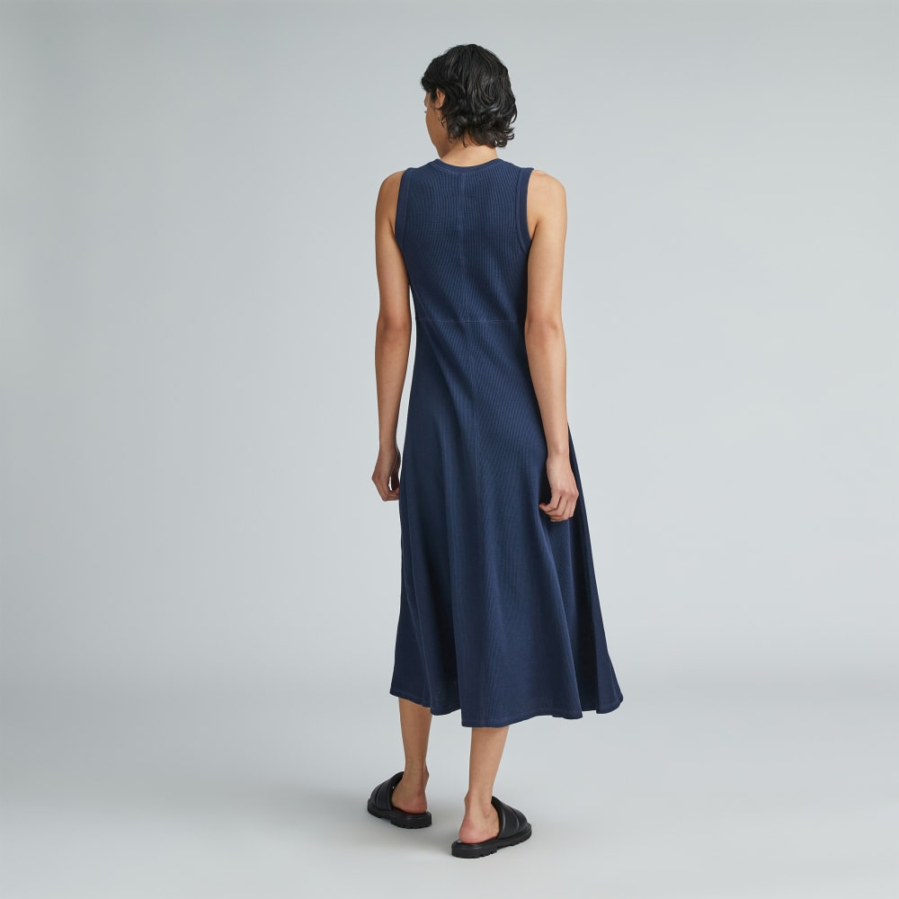 The Organic Cotton Waffle Tank Dress | Navy - Image 9