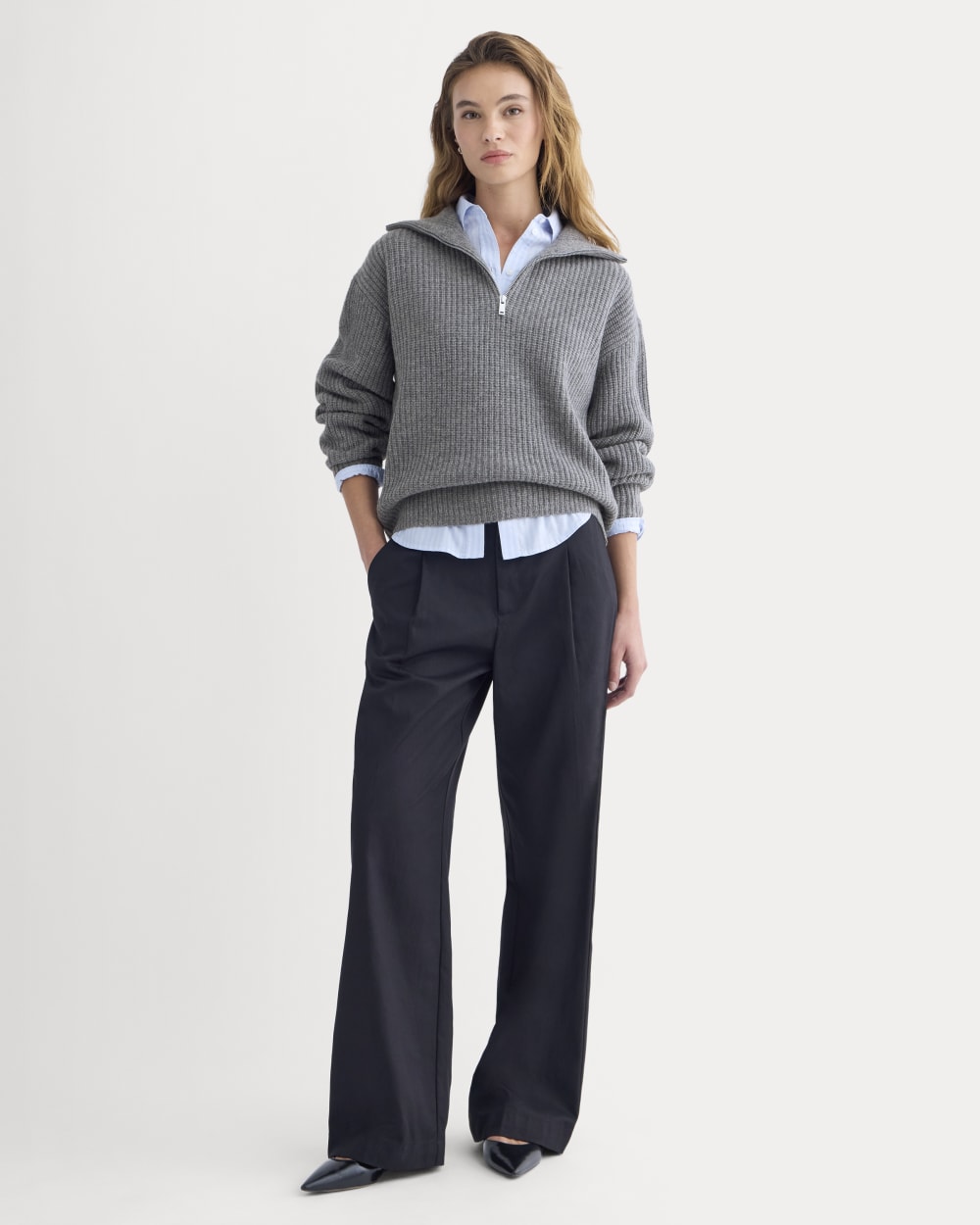 Half-Zip Sweater in Luxe Merino | Heathered Mid-Grey - Image 3