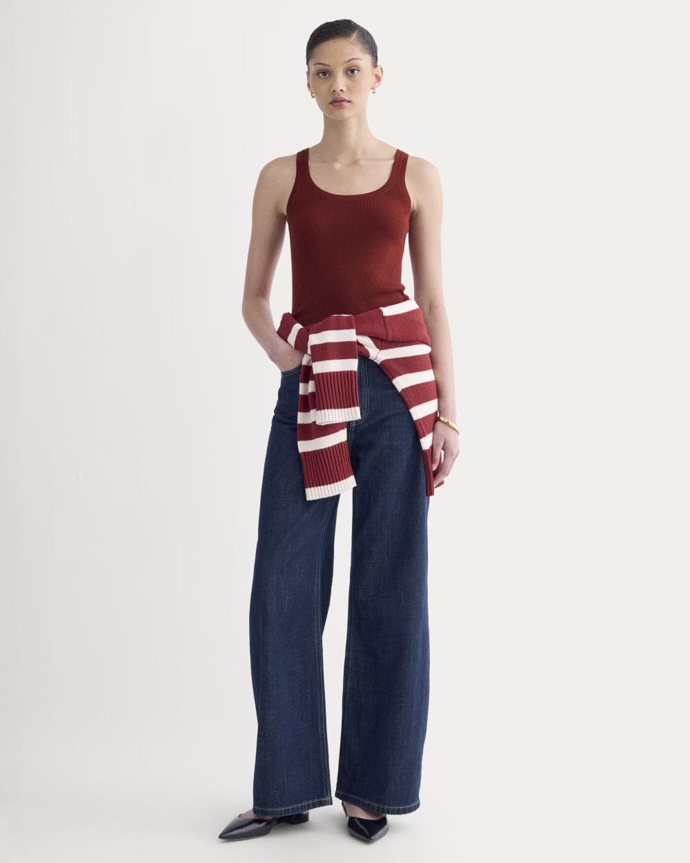 The Light Ribbed Cami in Ultrasoft Merino | Merlot - Image 3