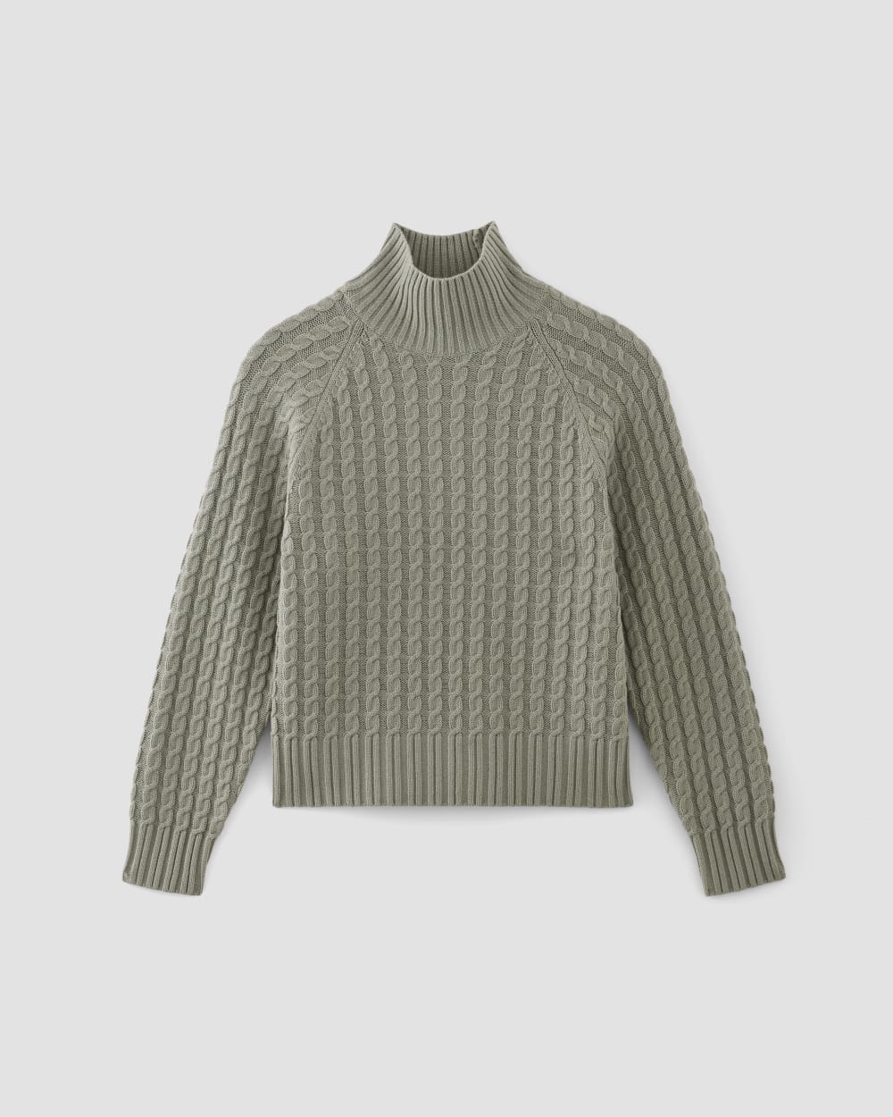 The Cotton Merino Cable Turtleneck | Sage Green - Image 2