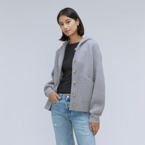 The Cozy-Stretch Hooded Cardigan | Smoke