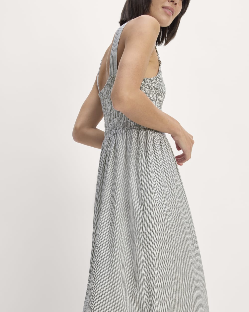 The Gauze Smock Dress | White / Black - Image 4