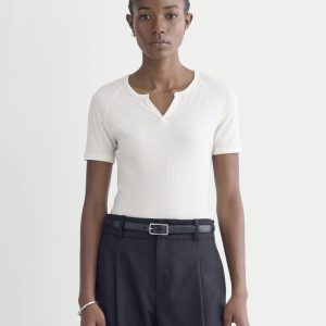 The Shimmy V-Neck Top | Bone