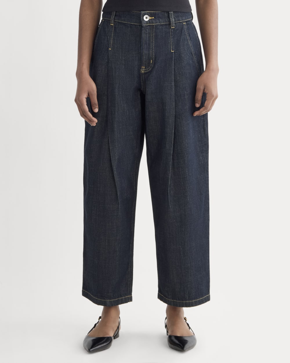 The High Rise Pleated Jean | Dark Indigo - Image 3