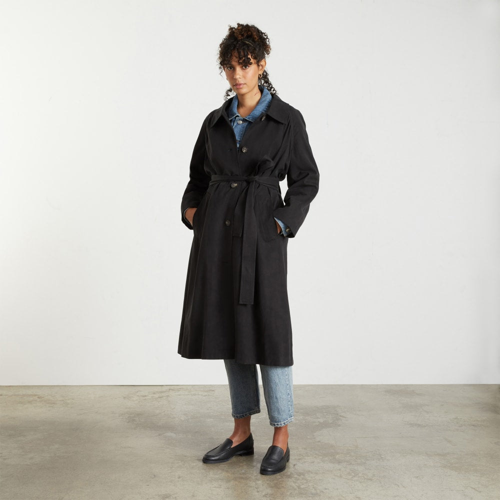 The Gathered Drape Trench | Black