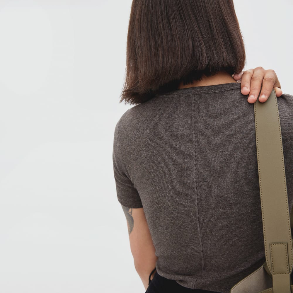 The Pima Micro-Rib Crew Tee | Heathered Fatigue - Image 4