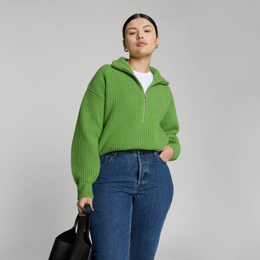 The Half-Zip Sweater in Luxe Merino | Salted Lime - Image 7