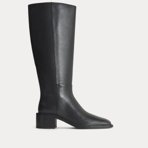 Leather Knee-High City Boot |  Black