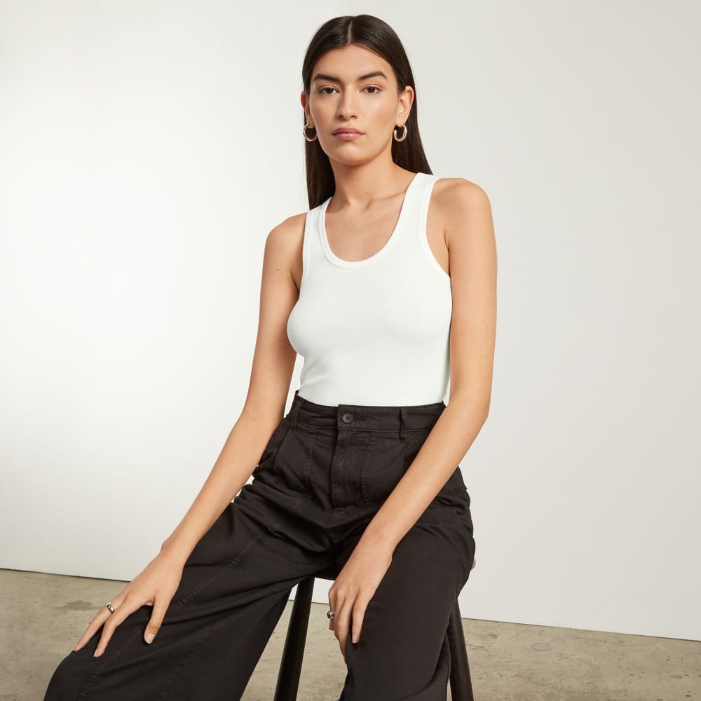 The Pima Micro-Rib U-neck Tank | White - Image 6