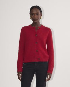 The Crew Cardigan in Alpaca | Berry Red