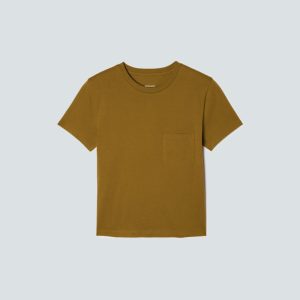 The Box-Cut Tee in Essential Cotton | Tapenade | Pocket