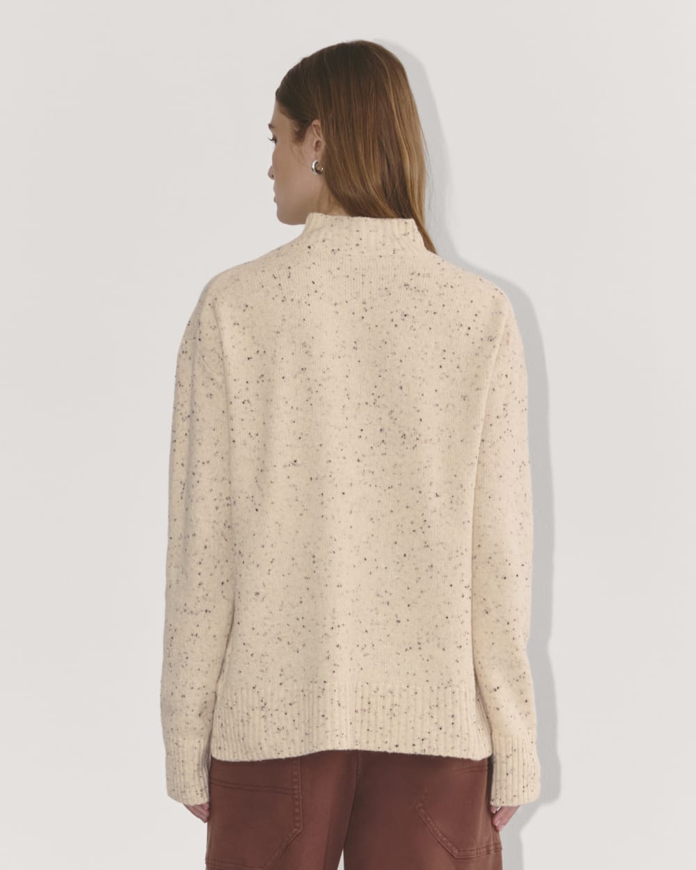 The Mockneck Sweater in Plush Cotton | Cream Confetti - Image 5
